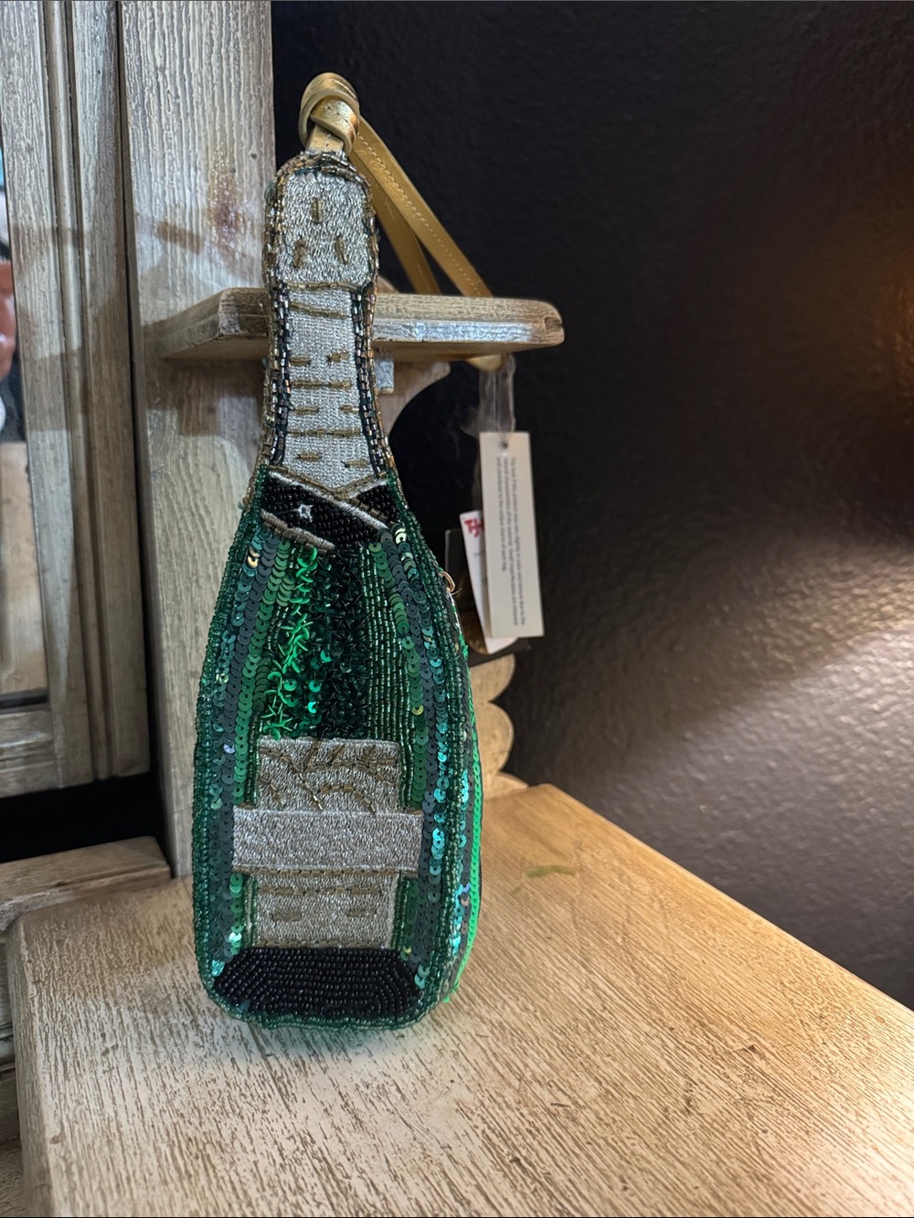 Viral NWT Green Sequin Champagne Bottle Wristlet